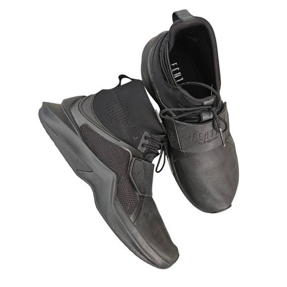Puma Fenty By Rihanna Ignite Black Leather Lace Up Womens Trainers 6.5 - Picture 2 of 7